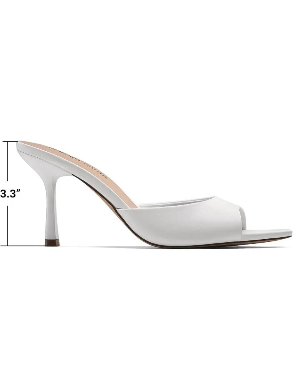 Women's White Faux Leather Comfortable Pointed Peep Toe High Kitten Heels